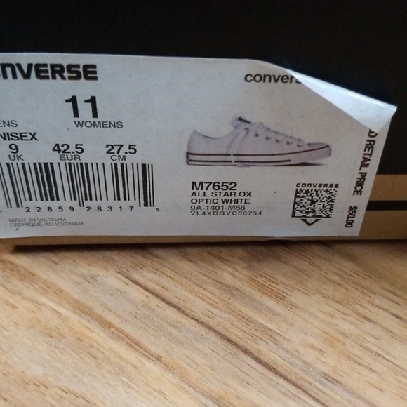 Converse All Star size 9 White - Picture 2 of 5